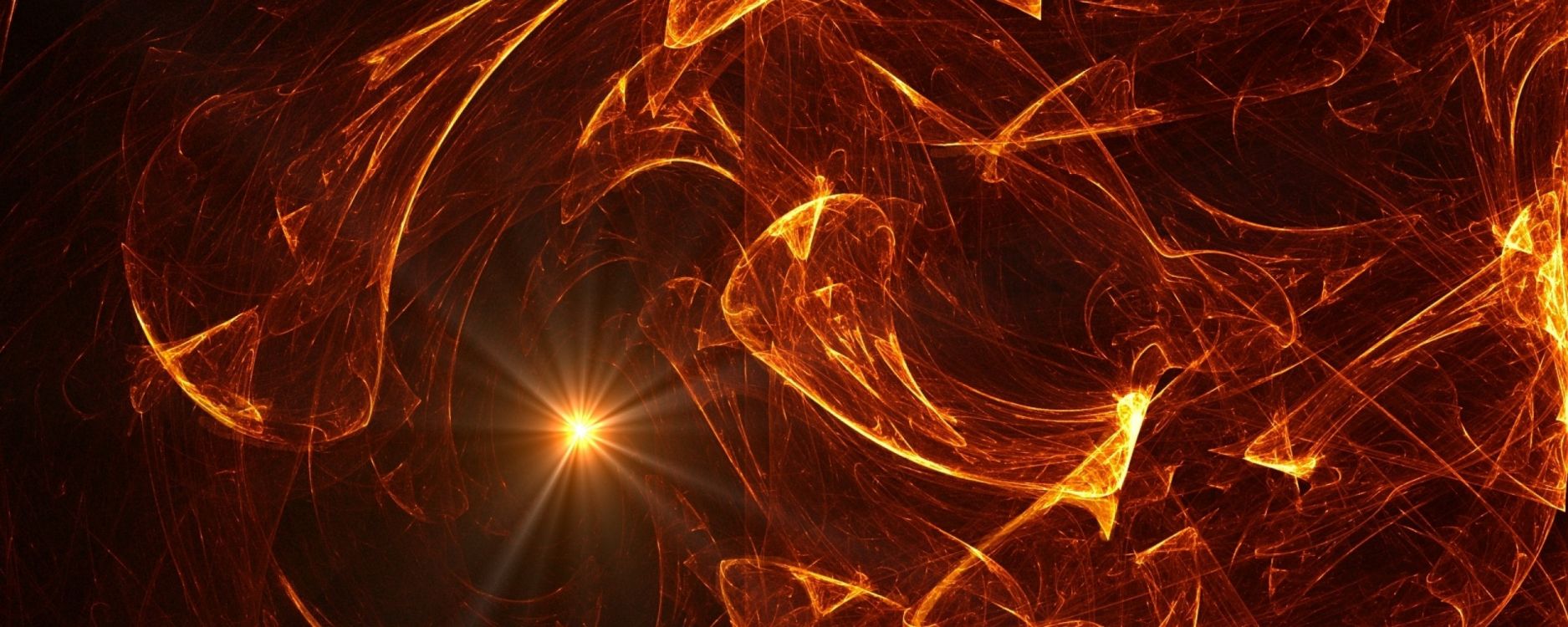 Обои фрактальное искусство, пламя, свет, огонь, космос в разрешении 2560x1024
