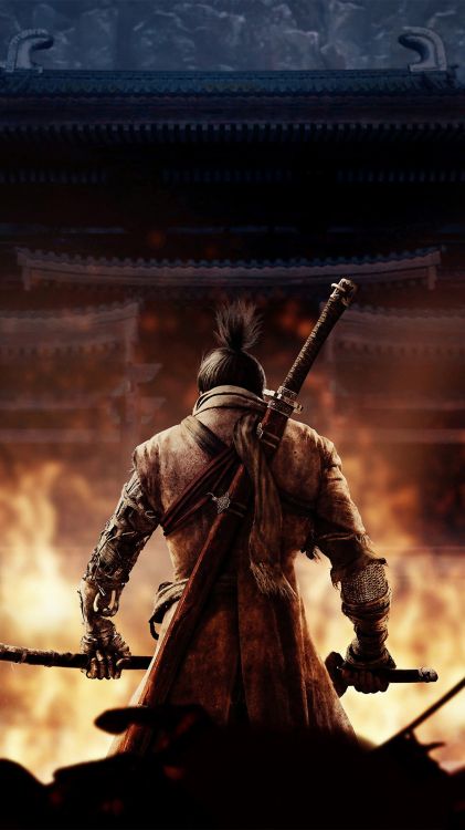 Обои Sekiro: Shadows Die Twice, Самурай, музыкант, арт, броня в разрешении 1215x2160
