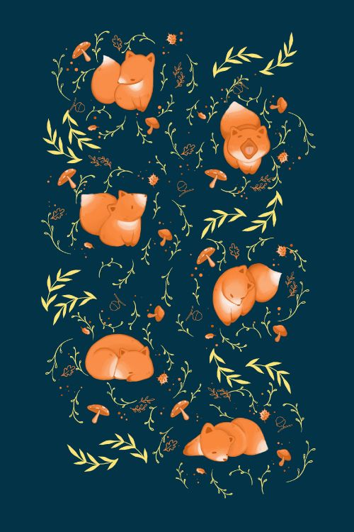 Обои лиса, арт, графический дизайн, иллюстрация, растение в разрешении 1920x2880