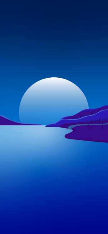 Обои синий, вода, горизонт, астрономический объект, склон в разрешении 1080x2340