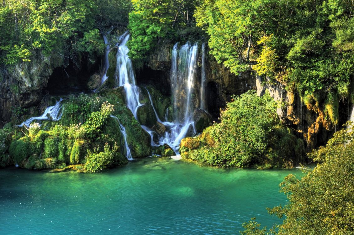 Обои водопад, фреска, водоем, гидроресурсы, природный ландшафт в разрешении 3011x2000