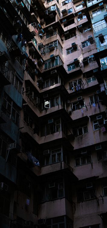 Обои городской район, высотное здание, архитектура, здание, черный и белый в разрешении 1515x3200