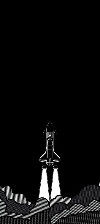 Обои космос, минимализм, арт, живопись, космический аппарат в разрешении 1440x3200