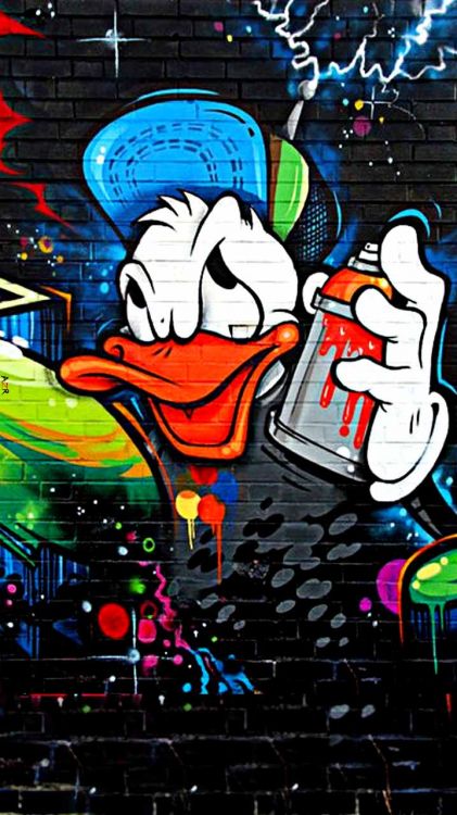Обои Дональд Дак граффити, Дональд дак, граффити, уличное искусство, арт -  картинка на рабочий стол и фото бесплатно