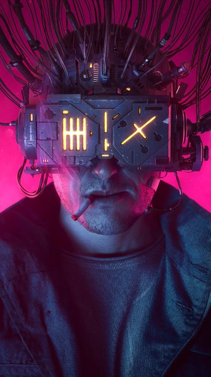 Обои искусство нейромантера, нейромант, горящий хром, арт, Научная фантастика в разрешении 2155x3831