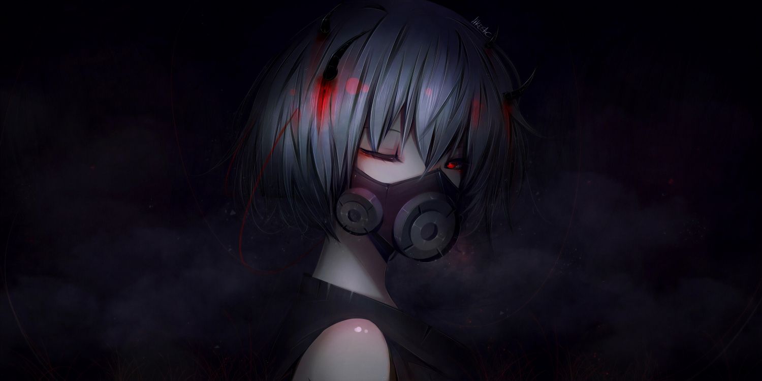 Обои головной убор, красный цвет, глаз, иллюстрация, рот в разрешении 3840x1920