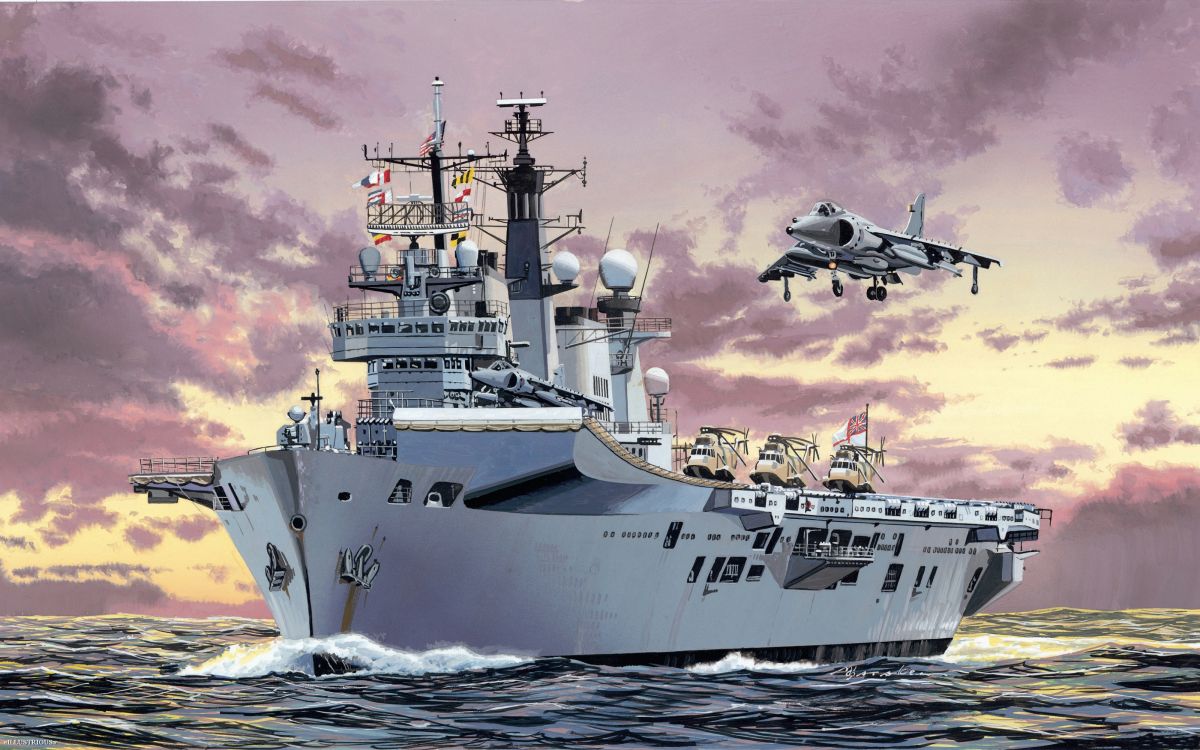 Обои ГМС Арк Ройял, королевский флот, авианосец, HMS прославленный, военный корабль в разрешении 3200x2000