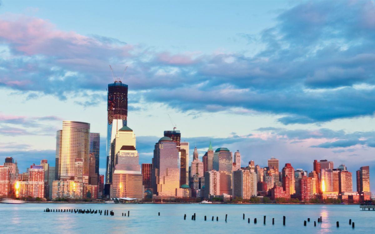 Обои скрапбукинг, небоскреб, линия горизонта, город, городской пейзаж в разрешении 2880x1800