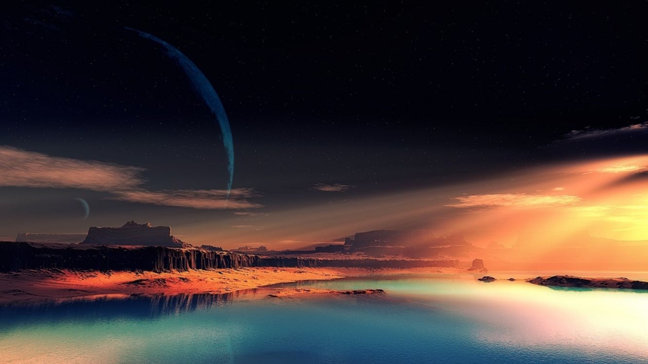 Обои ночь, природа, атмосфера, горизонт, облако в разрешении 3840x2160