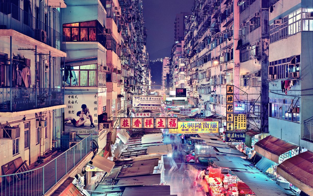 Обои улица ФА Юэнь, Гонконг, улица, городской район, город в разрешении 2560x1600