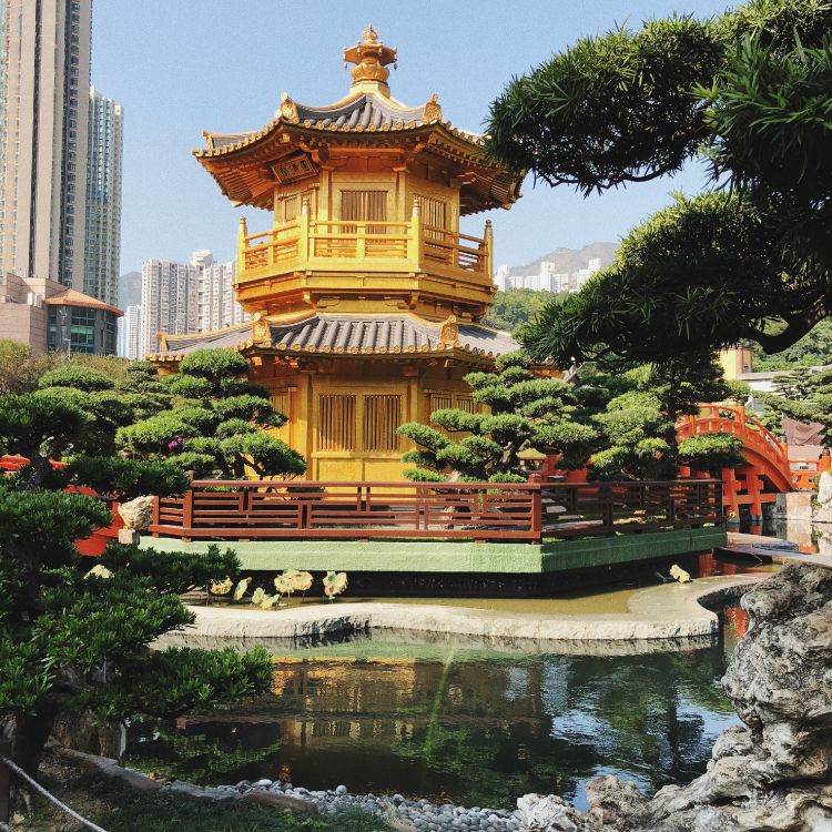 Обои Гонконг, Сад Нан-Лиан, туризм, китайская архитектура, водоем в разрешении 3024x3024